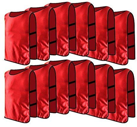 VGEBY 12 er Set Erwachsene Trainingsleibchen,Leibchen Fussball Herren Markierungshemd Trainingsweste für Fußball Volleyball Basketball (Farbe : Rot)