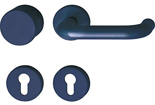 Türbeschlag 111.23R/122.23 Wechselgarnitur | Türgriff für Innentür auf Rosette PZ | stahlblau