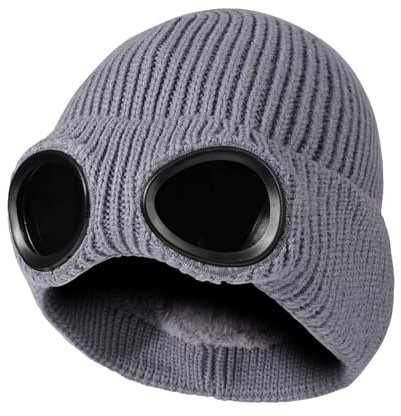 TAGVO Bonnet en Tricot Chaud d'hiver, Doublure en Polaire Thermique Coupe-Vent, Ski Randonnée, Bonnet de Course, Chapeau de Crâne Epais et Souple pour Hommes, Femmes Adultes, Sport de Plein Air