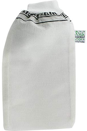 Kese Peeling-Handschuhe für türkisches Bad, Hamam, Peeling, mit Anleitung (evtl. nicht in deutscher Sprache), cremefarben, dünn, Budget Badehandschuh, elastisches Handgelenk)