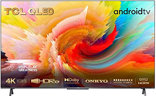 TCL 50C720K QLED Gaming TV 50 Inch Smart Android TV, 4K UHD, HDR Premium, Dolby Vision Atmos, MEMC, ONKYO Loudspeaker, Google Duo, Google Assistant and Alexa, Frameless Metal Design, Amazon Exclusive