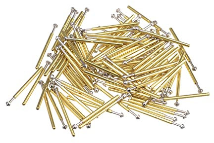 sourcing map 100 Stück Feder Prüfspitze Stift 1.5mm Spitze 16.5mm für Leiterplatten Testkontakt