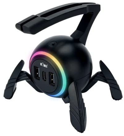 KIWIFOTOS Maus Bungee Spider Gaming Maus Bungee Kabelhalter Mauskabelhalter mit RGB-Licht und USB-Anschluss (USB-Stil)