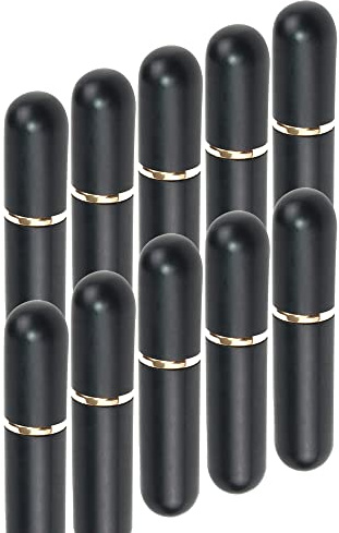 10 Stück Naseninhalator-Röhren für ätherische Öle, leere Aluminium, nachfüllbar, tragbare Naseninhalator-Röhren und Baumwolldochte (schwarz)