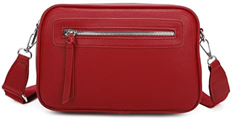 OBC Damen Tasche Schultertasche Crossbody Umhängetasche Bodybag Handytasche Crossover Damentasche Handtasche Reise Kunst-Leder Rot