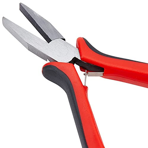 SUNNYCLUE 5 Inch Flat Nose Pliers Jewellery Pliers Mini Precision Wide Flat Nose Small Clamping Metal Sheet Forming Tools for Women Jewellery Making DIY Hobby Projects Supplies Red
