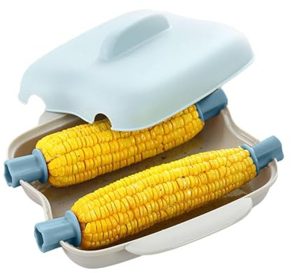 Microwave Corn Steamer with Lid, Microwave Corn Steaming Box Plastic Food Grade Microwave Steamer for Vegetables Fish Hot Dogs, 8.82x8.78x3.86in