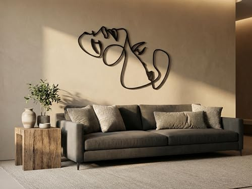 VAILLA Wanddeko Gesicht aus Holz 3D – Wandbild Wohnzimmer Schlafzimmer Büro | MDF Sperrholz, Lasergeschnitten, Frauengesicht Portrait, 5 Größen, Schwarz Silber, personalisierbar, Eingang Büro Esszimmer