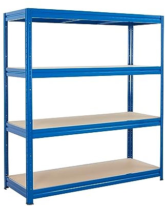 BiGDUG Heavy Duty Garage Shelving Unit - 600kg per shelf (2400kg per bay) - 177x120x45 cm - 4 Tier Storage Shelves - Blue - Shed Shelving