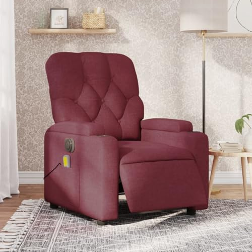 Gecheer Poltrona,Massaggiante,Elettrica,Relax,Reclinabile,da TV,da Saotto,in Tessuto,Rosso Vino,con Poggiapiedi,74x86,5x93,5 cm,Poltrona Reclinabile,Relax,Poltrona da TV,Poltrona per Anziani
