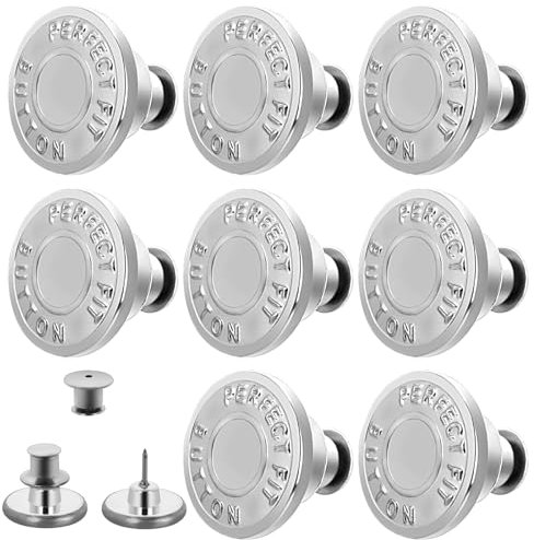 Qianyu 12 Stück Hosen Ersatz Knöpfe Button Pins Enger Machen Hosen 17mm Ohne Nähen Stecken DIY Metall Jeansknopf Hosenknopf für Reparatur von Jeans