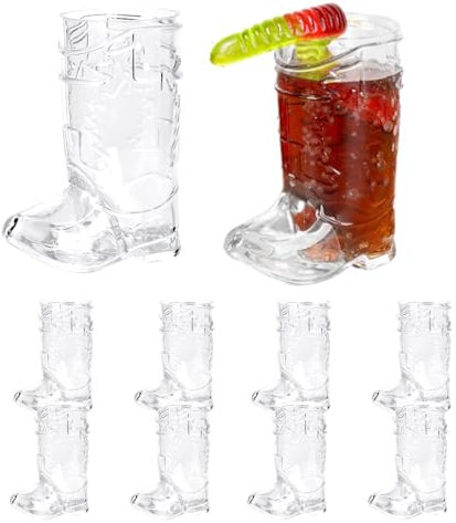 Fun Cups - Juego de 10 tazas transparentes para botas de cerveza, taza de cerveza de 28.3 g, juego de tazas compactas para beber, recuerdos de para fiestas, rodeos, bodas, taza de cerveza para