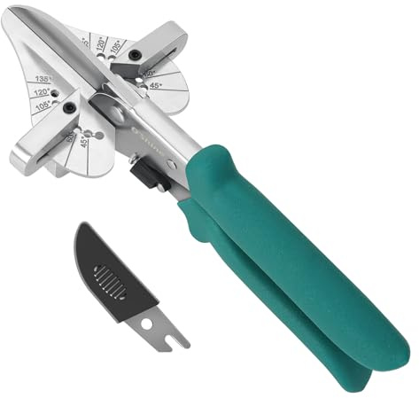 O’Shine Long Handle Miter Shears, 30% Force Reduction For Angular Cutting PVC Molding Soft Wood Crafting, 45~135 Multi Angle Shoe Molding Cutters Quarter Round Cutting Tool, w/ 1pc Extra Blade