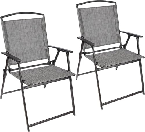 BRUBAKER Juego de 2 sillas de jardín Bergamo – Silla de camping hasta 100 kg – Resistente a la intemperie y ahorra espacio – Silla plegable para camping, jardín, terraza y balcón – Gris jaspeado