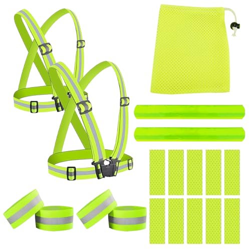 DECUIOCC Conjunto de Chaleco Reflectante - Asegura Visibilidad Máxima en Bicicleta, Moto y más - Kit Completo para Hombres, Mujeres y Jóvenes - Ideal para todas las Actividades al Aire Libre