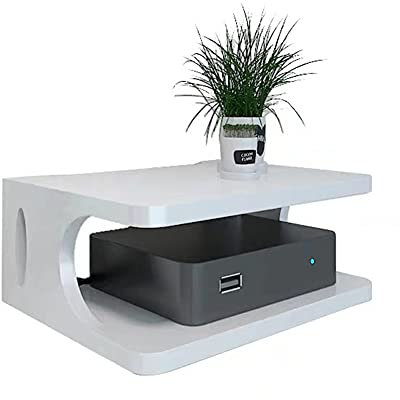 Étagères flottantes Présentoir de Rangement pour DVD Support TV Étagère pour Lecteur DVD, Lecteur multimédia, routeur, décodeur, Mini PC, Accessoires TV (Blanc)