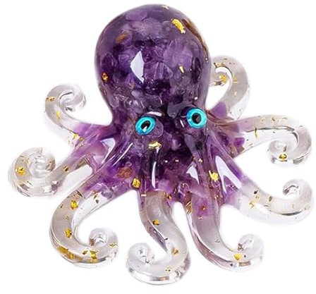 GUYOMM Escultura de pulpo – Figura decorativa de resina de cristal de tentáculos largos | Figura náutica para decoración del hogar, escultura decorativa para decoración del hogar