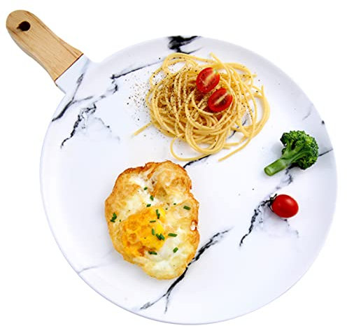 Cabilock Round Pizza Tray Handle Ceramic Serving Board for Charcuterie Pizza Making Accessories