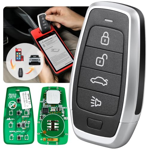 Autel Origine Clé Vierge Voiture IKEYAT004CL, 4 Boutons, 700+ Véhicules | Remplacement Clé Universelle Programmable, Apprentissage OBD, Double Bande, Télécommande 130 Pieds, Fonctionne avec KM100