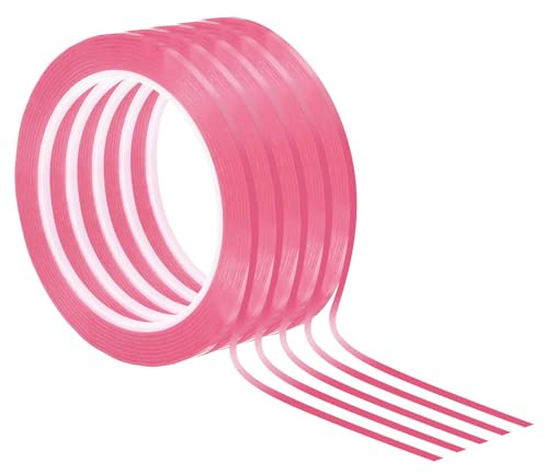 PATIKIL Cinta Para Pizarra Blanca 2mm X 66m, 5 Paquetes Cinta Delgada Para Borrar En Seco Para Marcado De Gráficos DIY Arte, Rosa | Para Borrar En Seco Para Marcado De Gráficos DIY Arte