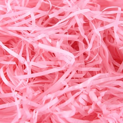 100 g rosa strimlad silkespapper för presentlådor och korgar, mjuk känsla, perfekt som fyllnadsmaterial
