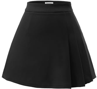 Meetjen veckade kjolar för kvinnor mini elastisk hög midja 2025 A Line Skort School Cheerleader flickor uniform skater-kjol, Svart, XL