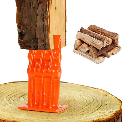 WISEPRO Manual Log Splitter,High Visibility Splitting Base, Safe and Efficient Firewood Log Splitter & Kindling Splitter -Cast Iron- Small & Medium Logs, Perfect for Gardening and DIY