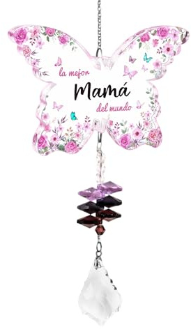 YUZHEDM Regalo para Mamá, Atrapasoles, Decoracion Jardin, Mariposas Decorativas, Ideal para Colgar en Ventanas, Fiestas, Patios, Coches, Plantas, Jardines, Paredes, Balcones (Mama)