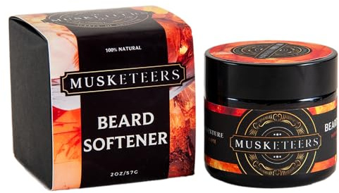 Musketeers Hautpflege-Bartweichmacher – pflegende und pflegende Formel angereichert mit Jojoba-Kakaobutter, süßer Mandel und Kokosnuss – natürliche Herrenpflege – ägyptischer Bernsteinduft – 57 g