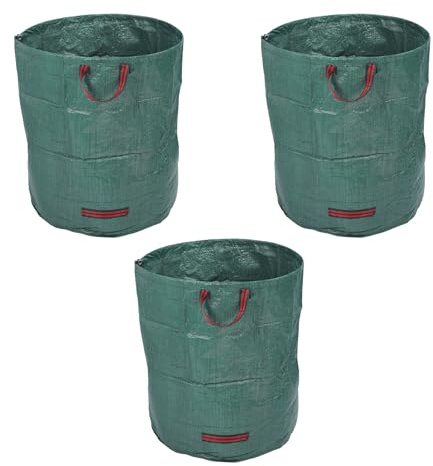 Asixxsix Bolsa de Residuos de Jardín, 3 Piezas PP PP Reutilizable Garden Bags Bagsible Trash Cats con Manijas para Cargar Hojas de Jardín y Basura, Multifuncional (300L)