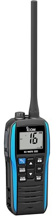 Icom M25EVO Blue Marine VHF Radio | Floating | Waterproof | USB Charging | Lightweight | Long Battery Life | Boating Essentials