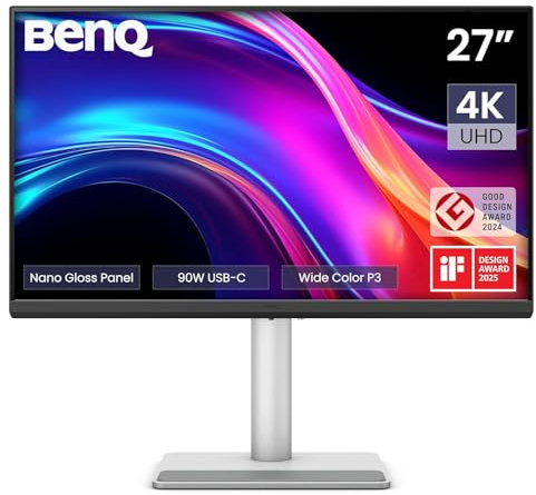 BenQ MA270UP 27” 4K 3840x2160 Monitor for MacBook® Pro/Air, Dual USB-C, 90W Power Delivery, Mac Color Match, USB Hub, Brightness & Volume Control on Mac, Height & Tilt Adjustable Stand, P3 Color Gamut