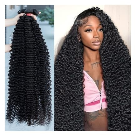 Mechones de cabello brasileño Remy rizado de 8 a 40 pulgadas de largo, sueltos, con ondas profundas y doble trama. Quick Weave(1PC 16inch)