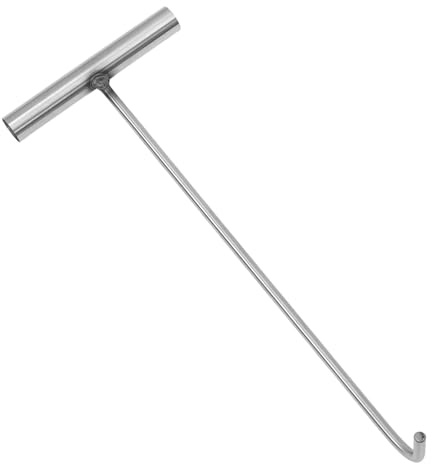 Hemobllo Sollevatore per Tombini in Acciaio Inox 38 Cm Gancio a T Antiscivolo, Utensile per Sollevamento Griglie e Coperchi di Scarico, Attrezzo Resistente per Manutenzione Fognature