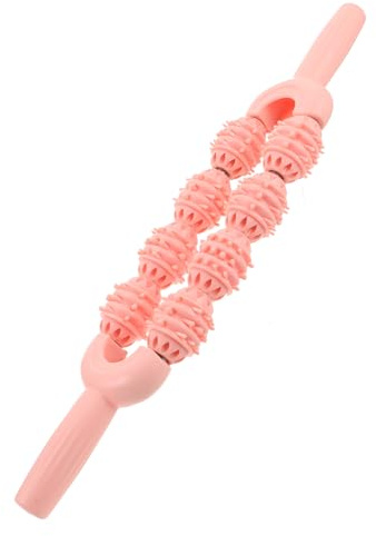 IWOWHERO Bâton de Massage Muscles des Jambes Picots, Rouleau Portable pour Mollets, Outil de Récupération Musculaire Post-exercice, Bâton de Massage de Yoga Rose Cerisier, Compact et