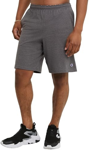 Champion Men's Jersey Short with Pockets Shorts, Granite Heather, M