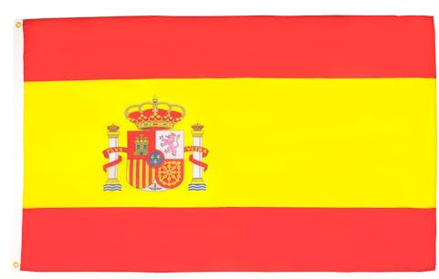 AZ FLAG - Bandera España - 150x90 cm - Bandera Española 100% Poliéster ligero Con Ojales de Metal integrados - 80g