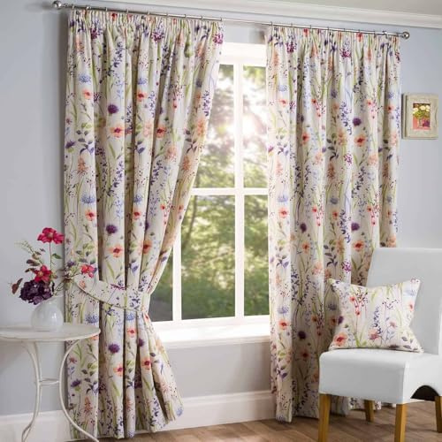 Sundour Hampshire Pencil Pleat Curtains, Half Panama Polycotton, Multi (46 x 54)