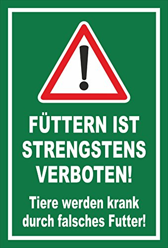 Melis-Folienwerkstatt Schild Tiere Werden krank durch falsches Futter – 30x20 cm – 3mm Aluverbund – Bohrlöcher – mehrere Größen/Materialien