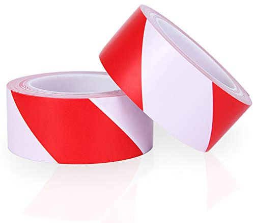 YTBUBOR Absperrband Rot Weiß, 2 Rollen 50 mm x 20 m Warnband, UV-Beständig und Reißfest Markierungsband, Bodenmarkierung Flatterband Für Baustellenabsperrungen, Gefahrenstellen