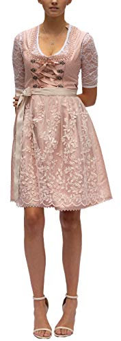 Golden Trachten Dirndl Set Horen 2tlg.Trachtenkleid Rosa geblümt 545GT (38)