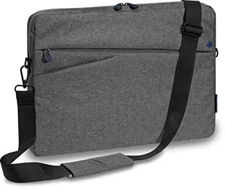 Pedea - Laptoptasche *Fashion* Notebook-Tasche bis 13,3 Zoll - Laptop Umhängetasche mit Schultergurt - Laptophülle grau/blau - Notebooktasche für Damen & Herren