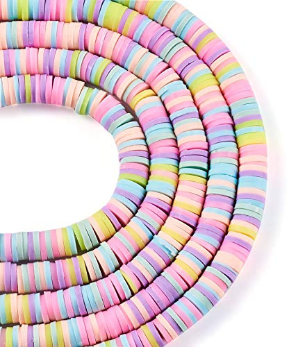 Beadthoven flache, runde, lose Perlen aus Polymer-Modelliermasse, 6 mm, 10 Stränge, bunte, afrikanische Heishi-Scheibenperlen aus Ghana, für Sommer, Boho-Stil, Surfer-Look, Schmuckherstellung