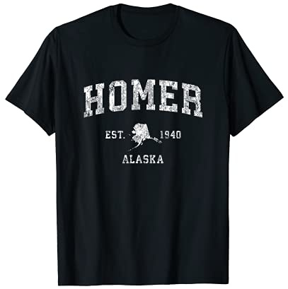 Homer Alaska AK Diseño deportivo deportivo vintage Camiseta