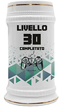 Puzzletee Boccale Compleanno 30 Anni - Livello 30 Completato - Press Start - Boccale in Ceramica - Idea Regalo Compleanno Uomo - Capienza 50 cl