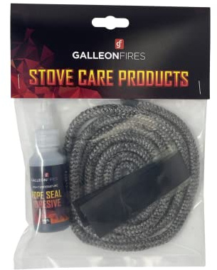 8mm Black Soft Stove Rope - Replacement Black Stove Rope Kit for Stove Door Seal with 50ml Glue & Tape - Heat Resistant 2 x 8mm Soft