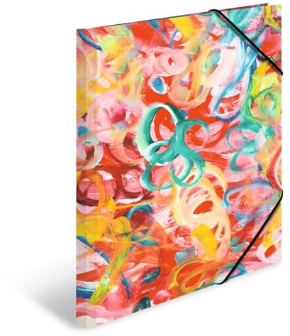 HERMA Sammelmappen A3 Malerei Set, 3 Stück, Kinder Eckspanner-Mappen aus Pappe mit Kunst Motiv, Gummizug, Innenklappen und Innendruck für Jungen und Mädchen