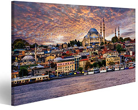 islandburner Bild auf Leinwand Goldenes Horn Und Die Altstadt Von Istanbul Auf Dramatischem Sonnenuntergang Türkei Wandbild Poster Kunstdruck Bilder