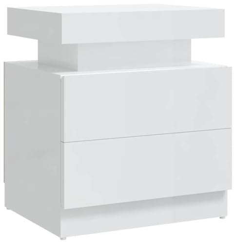 vidaXL Mesita de Noche Aparador Auxiliar Armario Cama Dormitorio Habitación Organizador Almacenamiento de Contrachapada Blanco Brillante 45x35x52 cm