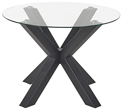 Moderno tavolo da pranzo metallo nero e piano in vetro ø 100 cm